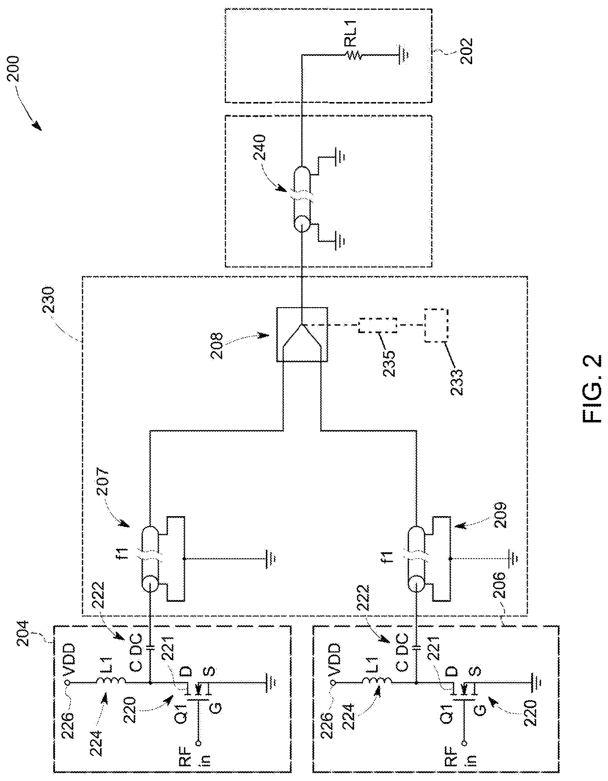 System and method for amplifying and combining radiofrequency power