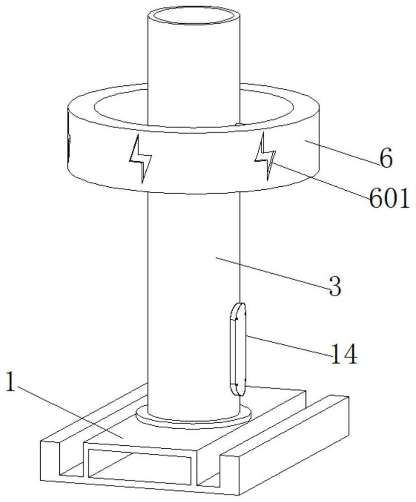 Street lamp pole electric leakage warning device for municipal security and protection