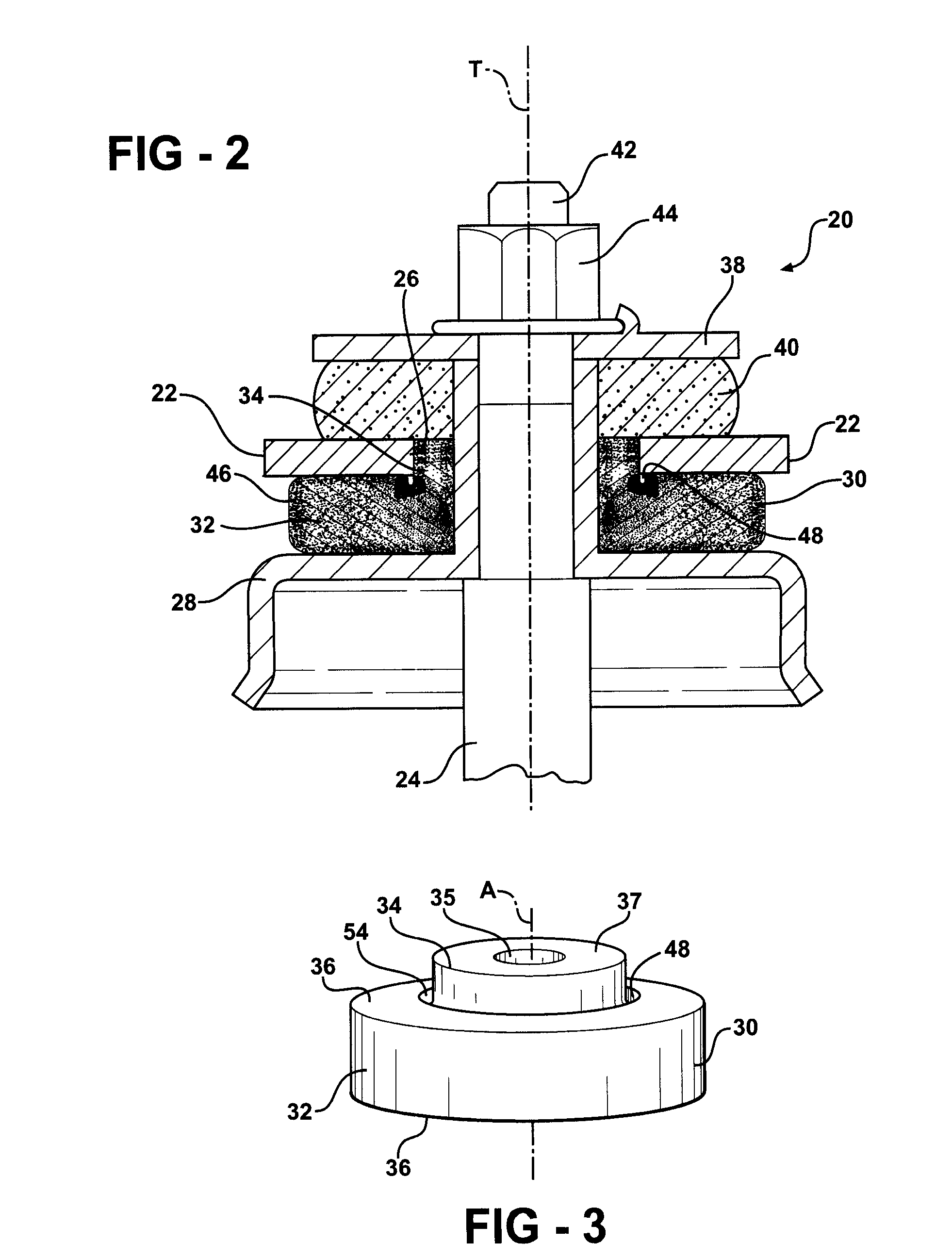 Insulator for a wheel suspension system
