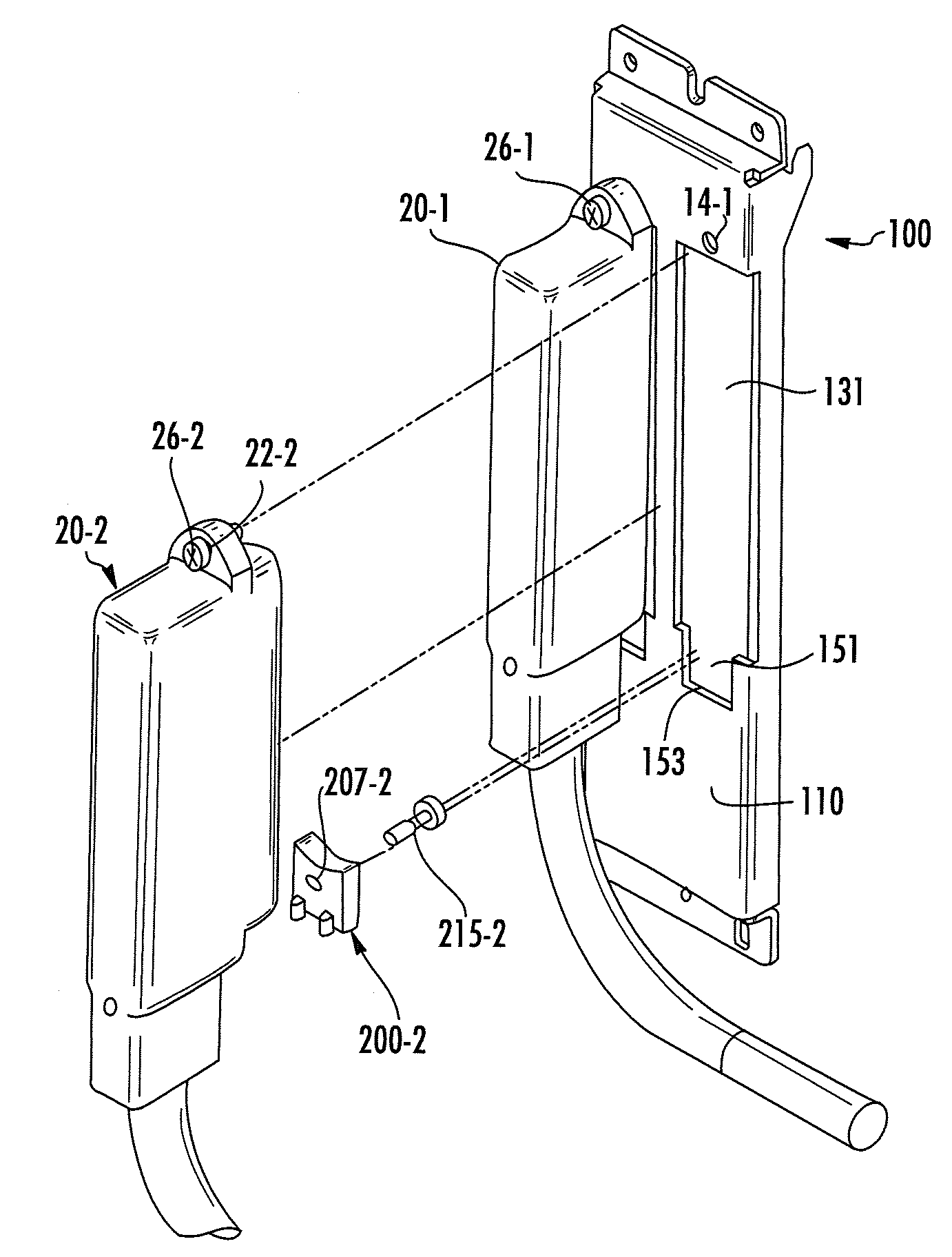 Clip-based fastening arrangement for attaching multi-pin connector to rear panel of electronic equipment chassis