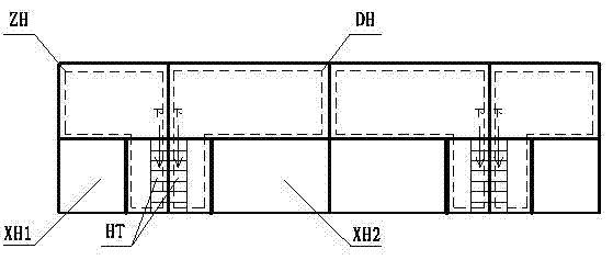 Residence with large apartments, medium apartments and small apartments mixed