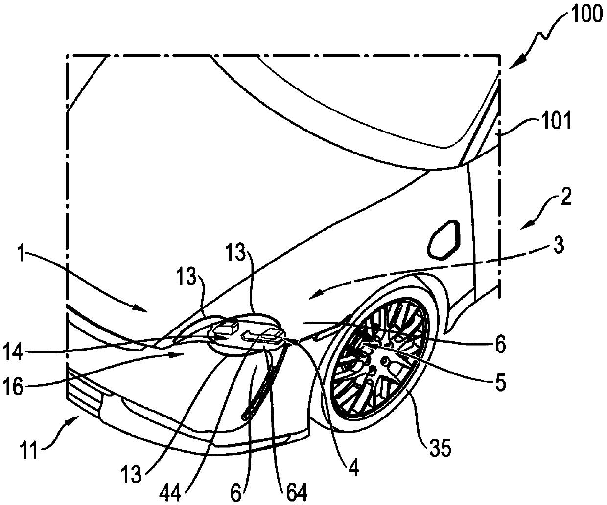 A vehicle component structure and a motor vehicle
