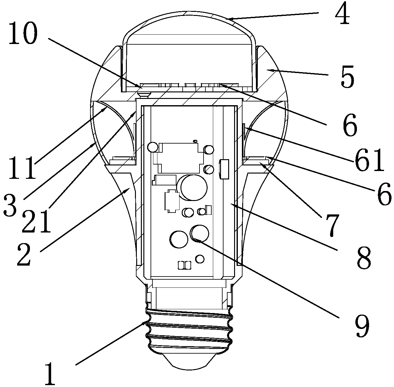 Wide-angle LED (light-emitting diode) lamp