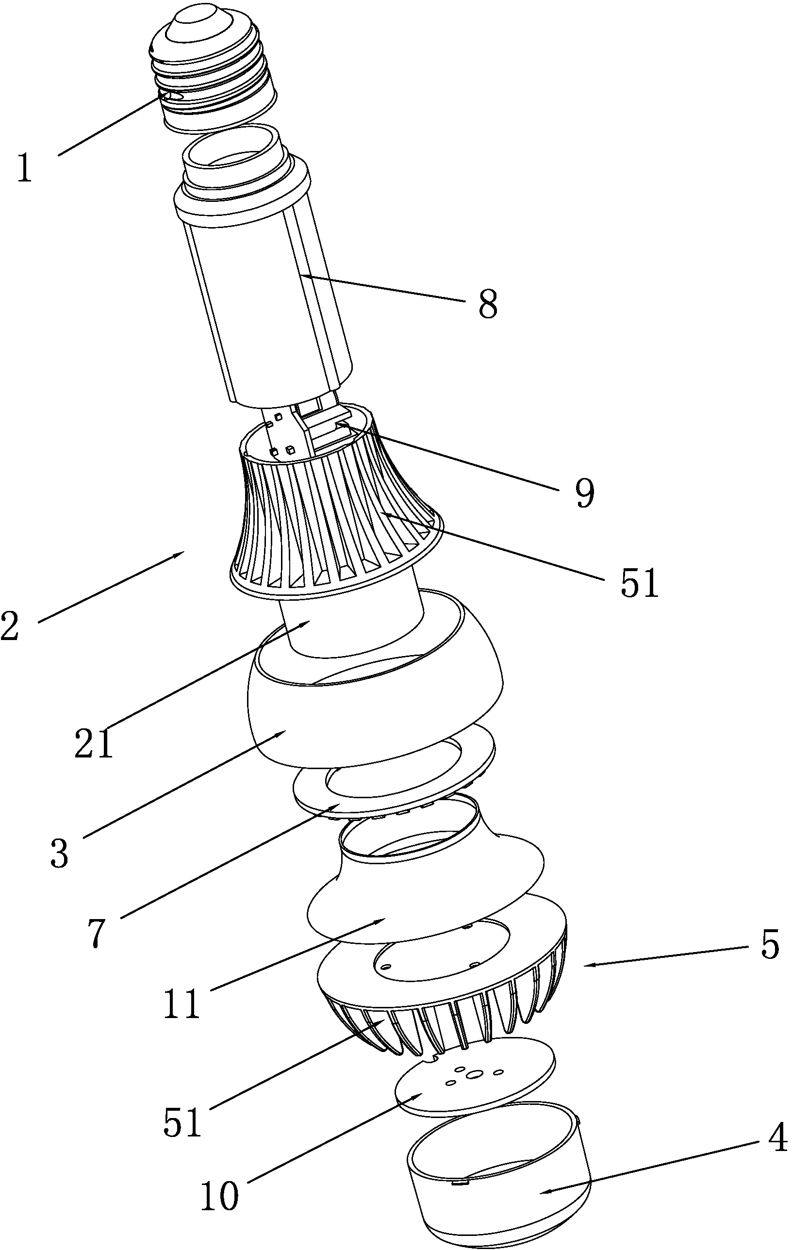 Wide-angle LED (light-emitting diode) lamp