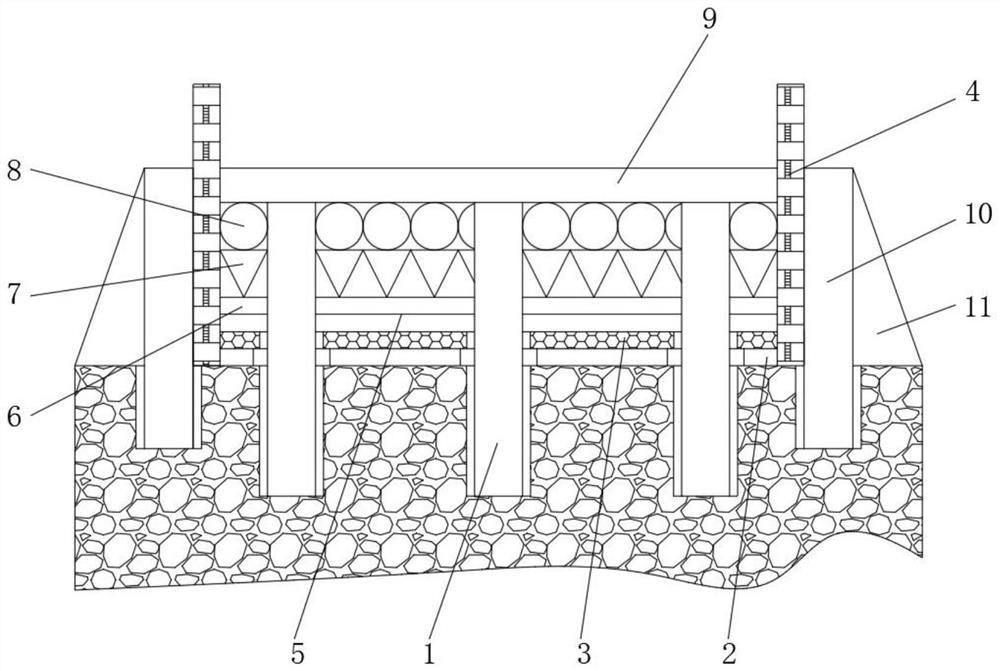 An underground engineering foundation floor structure and construction method thereof