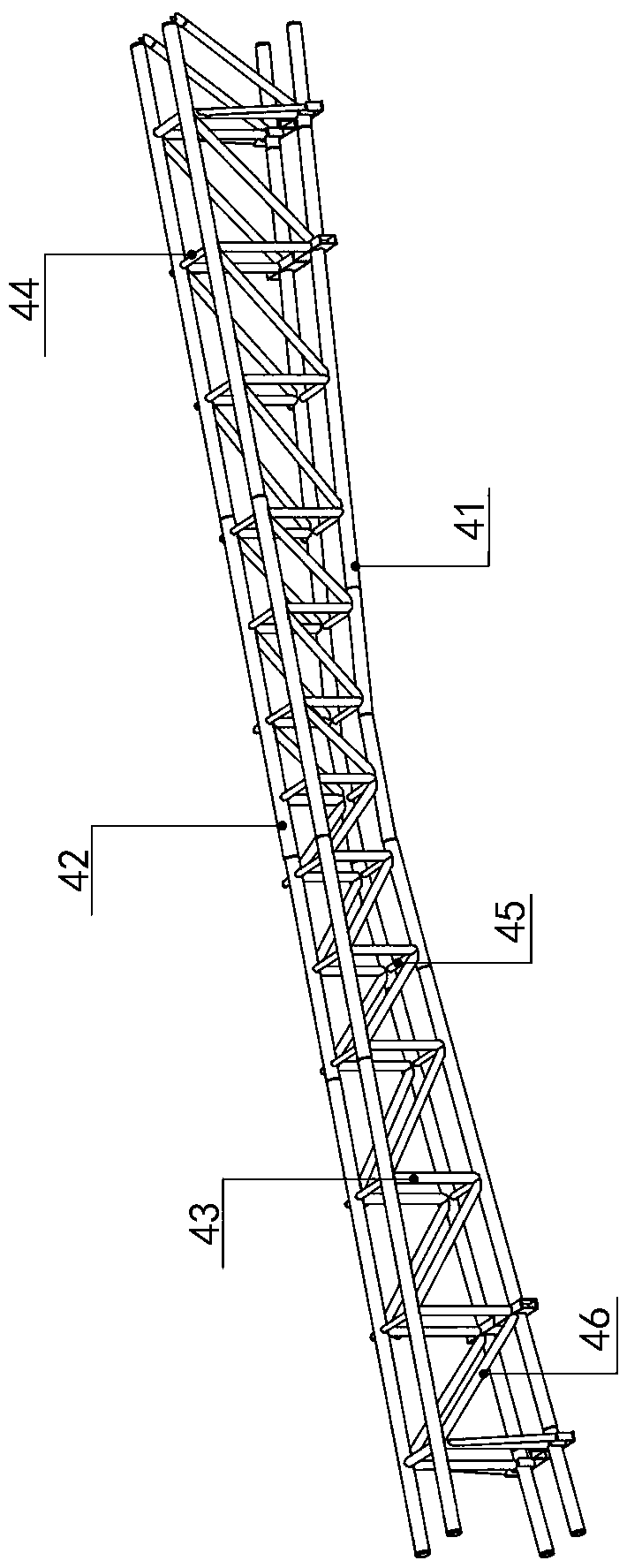Large-span recessed fish-belly type combined light truss structure and installation method thereof