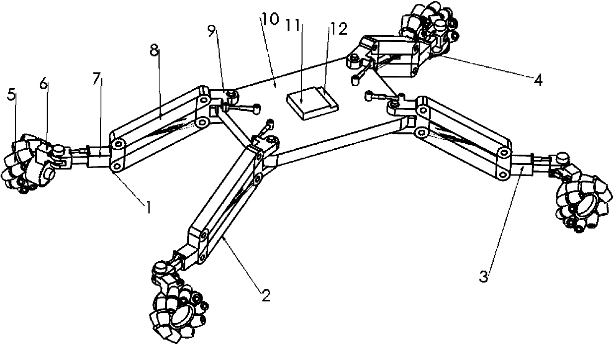 Asymmetric wheel leg type all-directional moving chassis