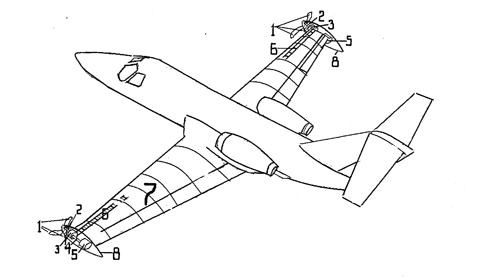 Multifunction wing tip turbine engine having fore-lying impellers