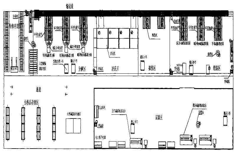 Automatic overhauling line and overhauling method of oil pressure vibration absorber