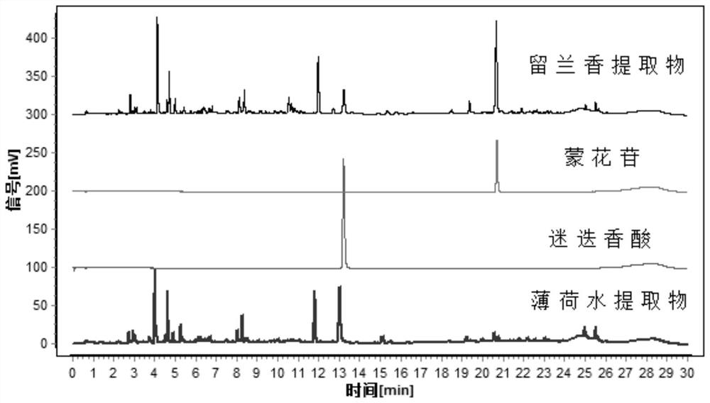 Method for rapidly distinguishing mint aqueous extract from spearmint aqueous extract