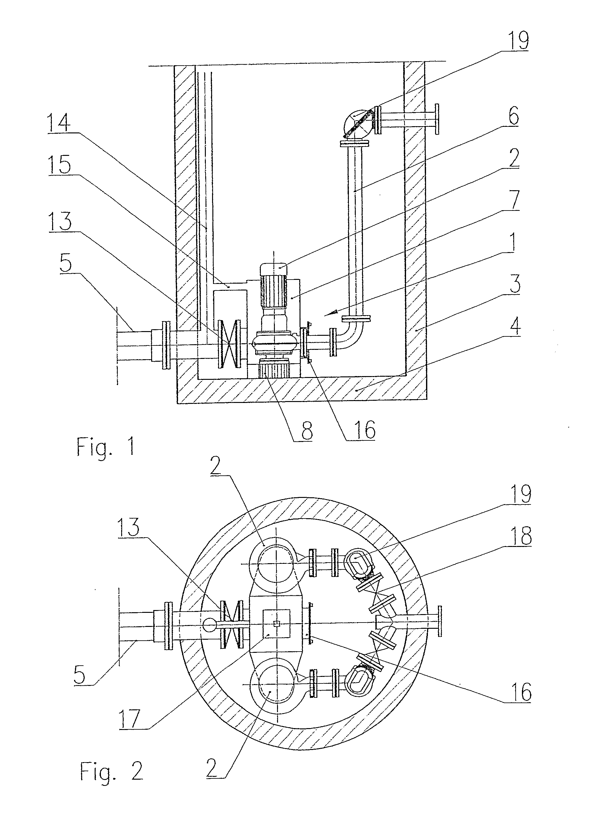 Waste water pumping device