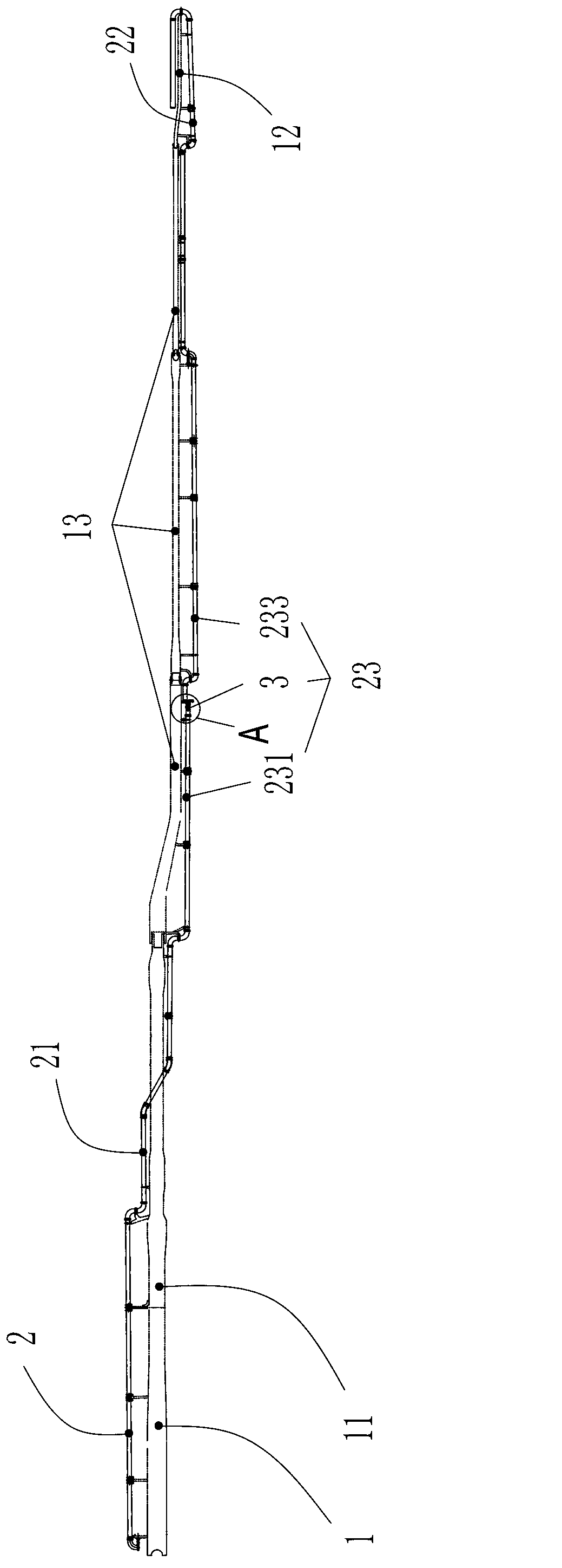 Conveying pipeline, boom system and operating equipment