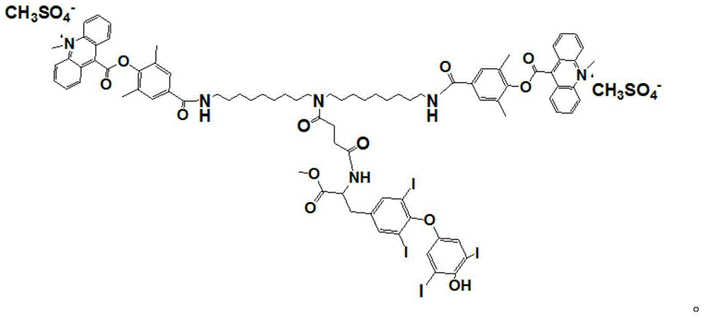 Novel thyroxine hapten luminescent marker and synthetic method thereof