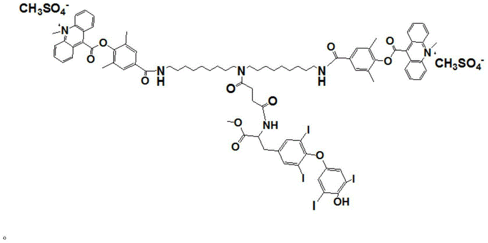 Novel thyroxine hapten luminescent marker and synthetic method thereof