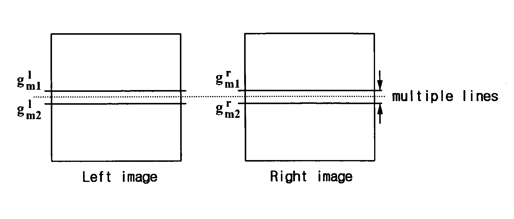 Stereo image matching method and system using image multiple lines