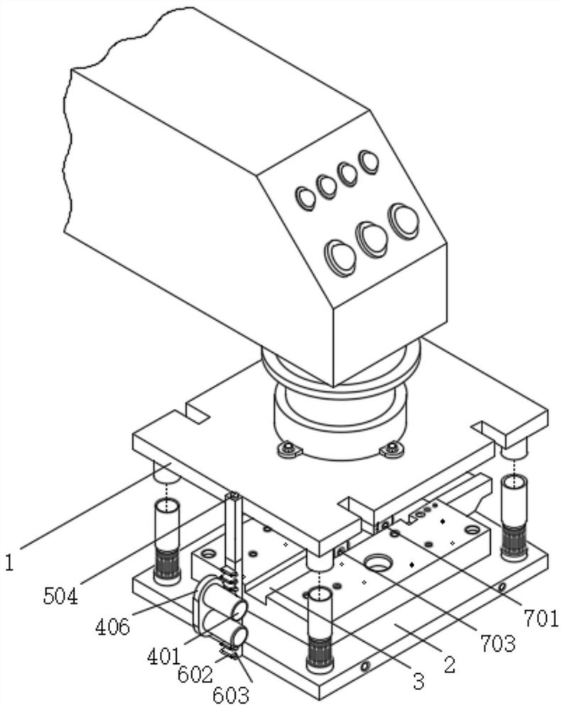 Efficient double-material-belt synchronous stamping die