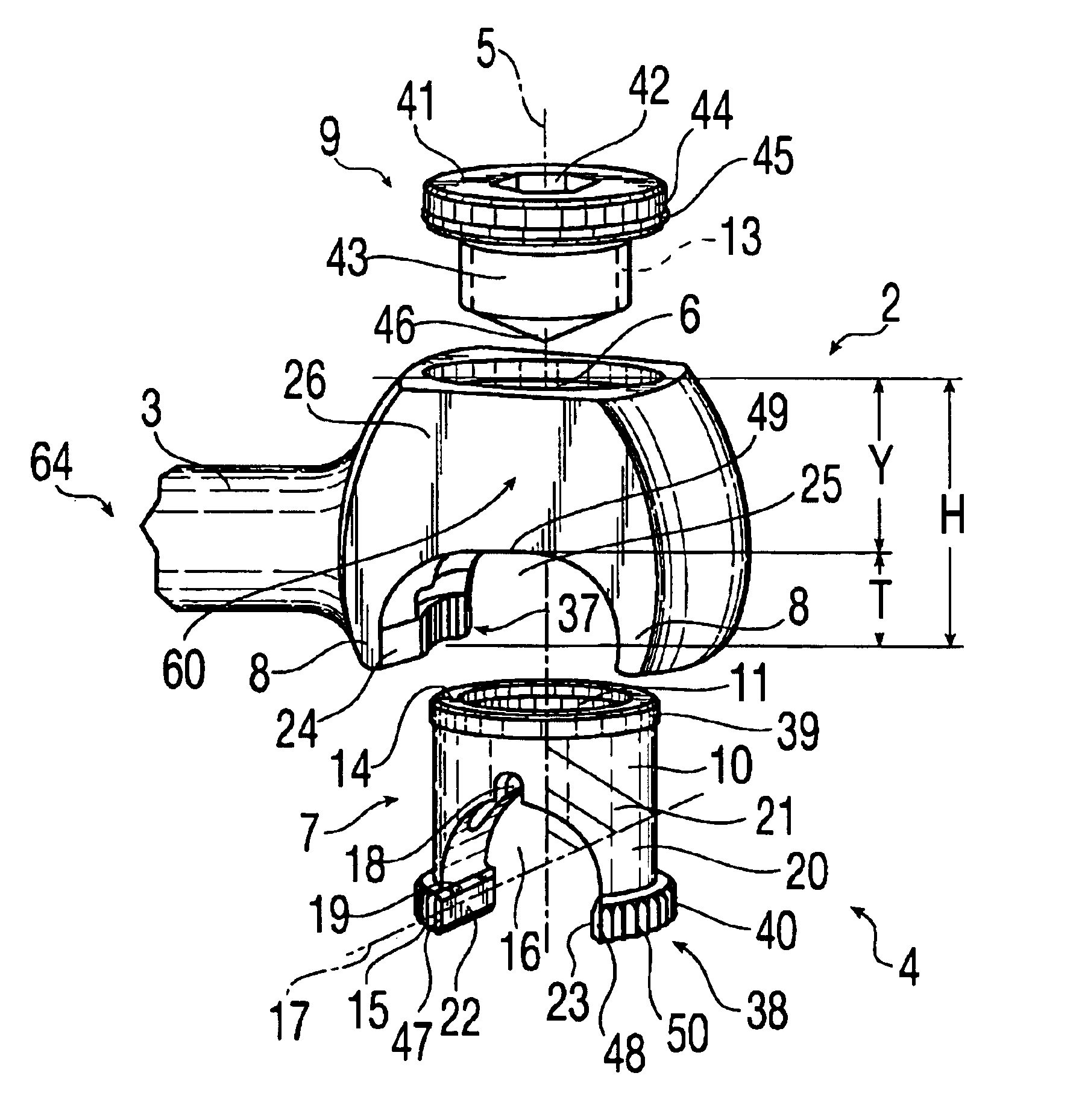 Device for releasably clamping a longitudinal member within a surgical implant