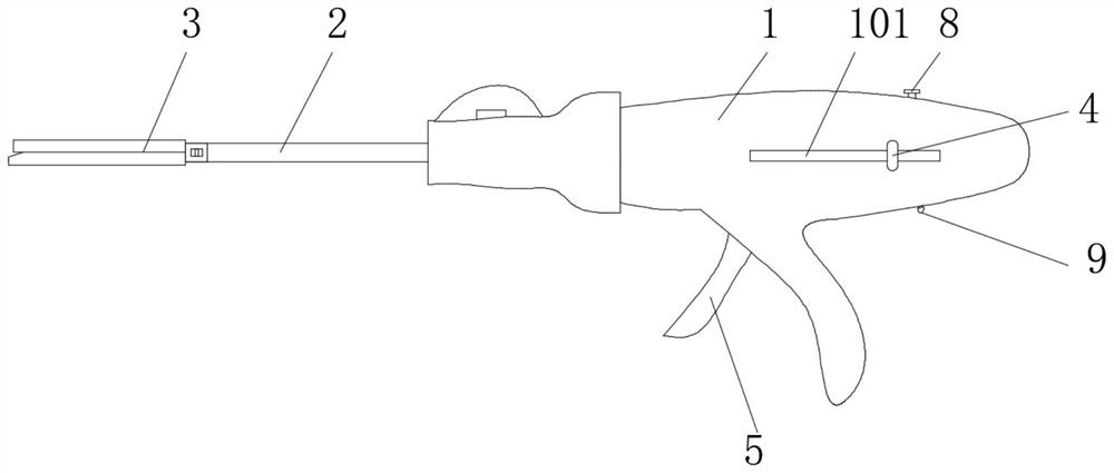 Linear cutting anastomat with percussion driving connecting mechanism