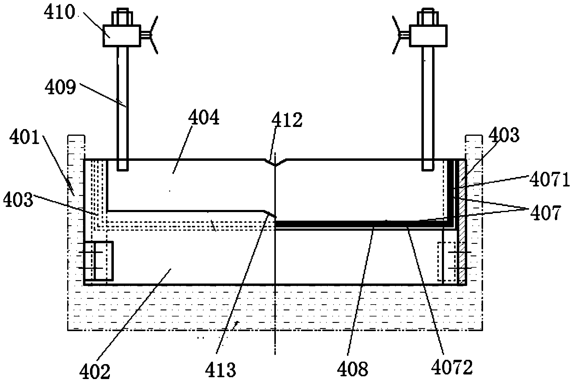 Ascending and descending type height-adjustable overflow plate structure