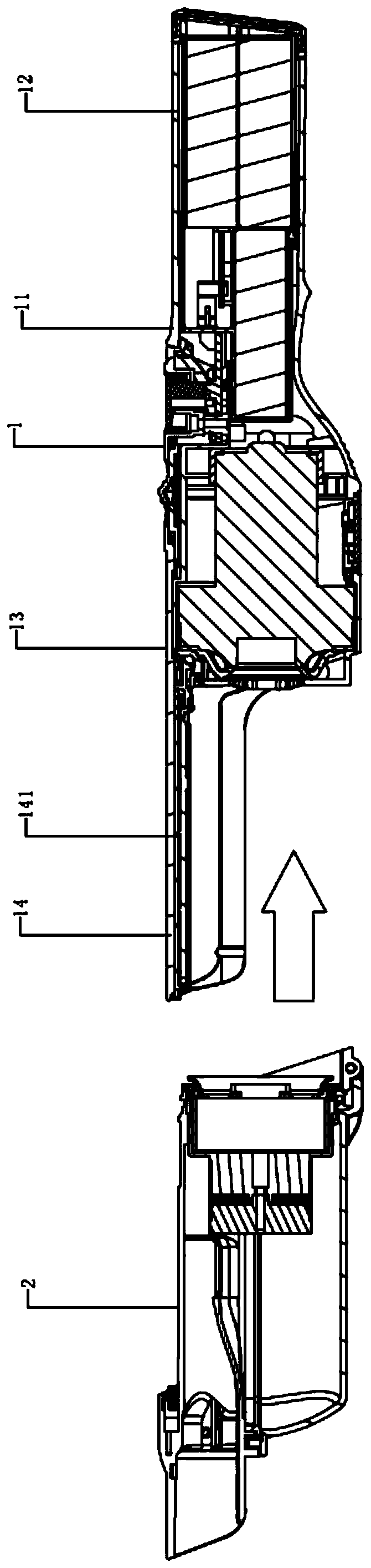 Handheld dust collector separation method for separating dust cup assembly by one key