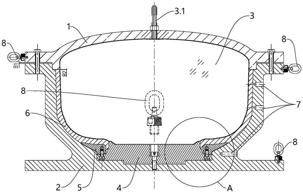Forming device for heat insulation end socket air bag