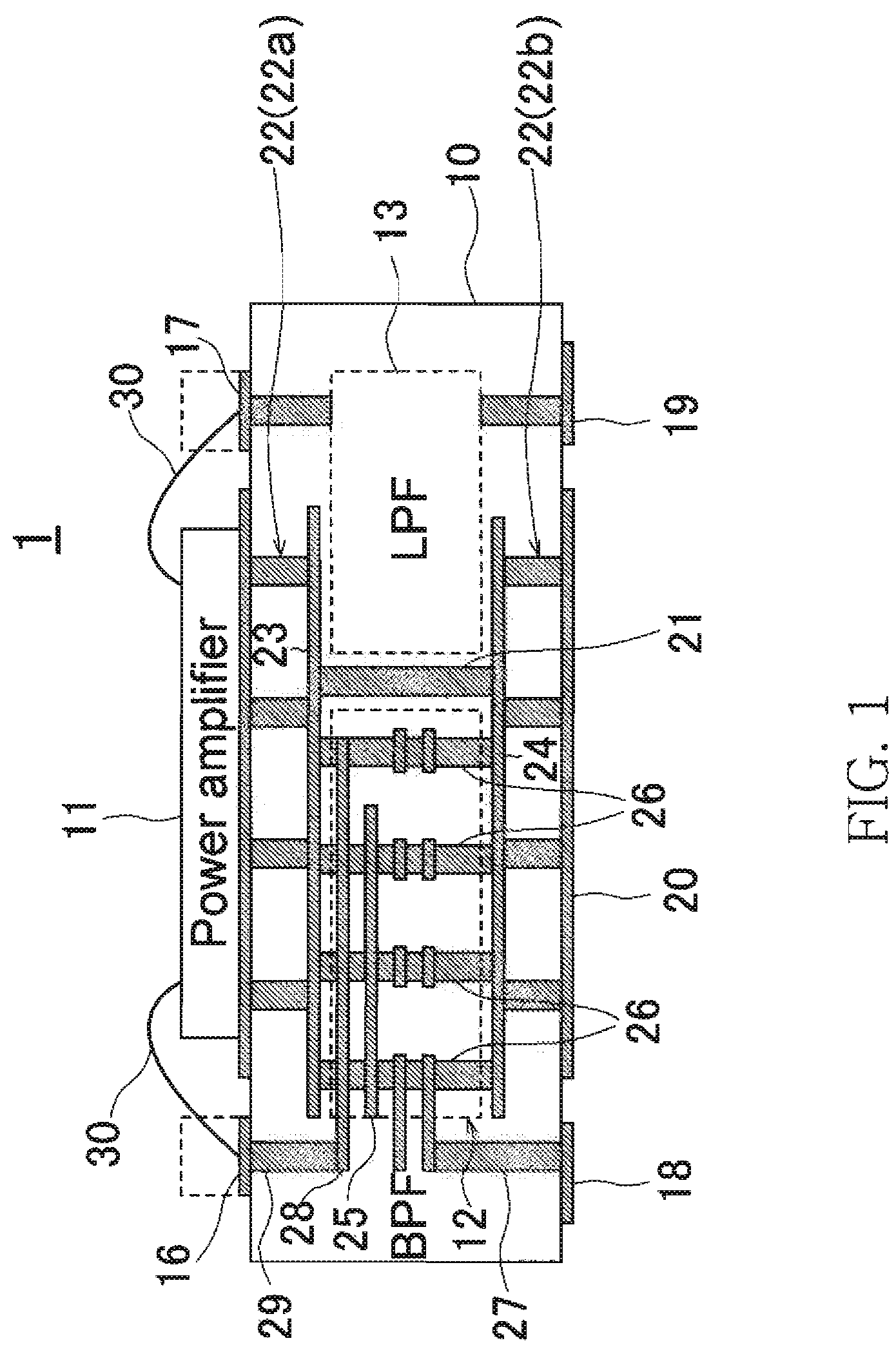 High frequency module provided with power amplifier