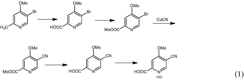 Preparation and application of hydrochlorides of 5-cyano-4-methoxy-2-picolinic acid