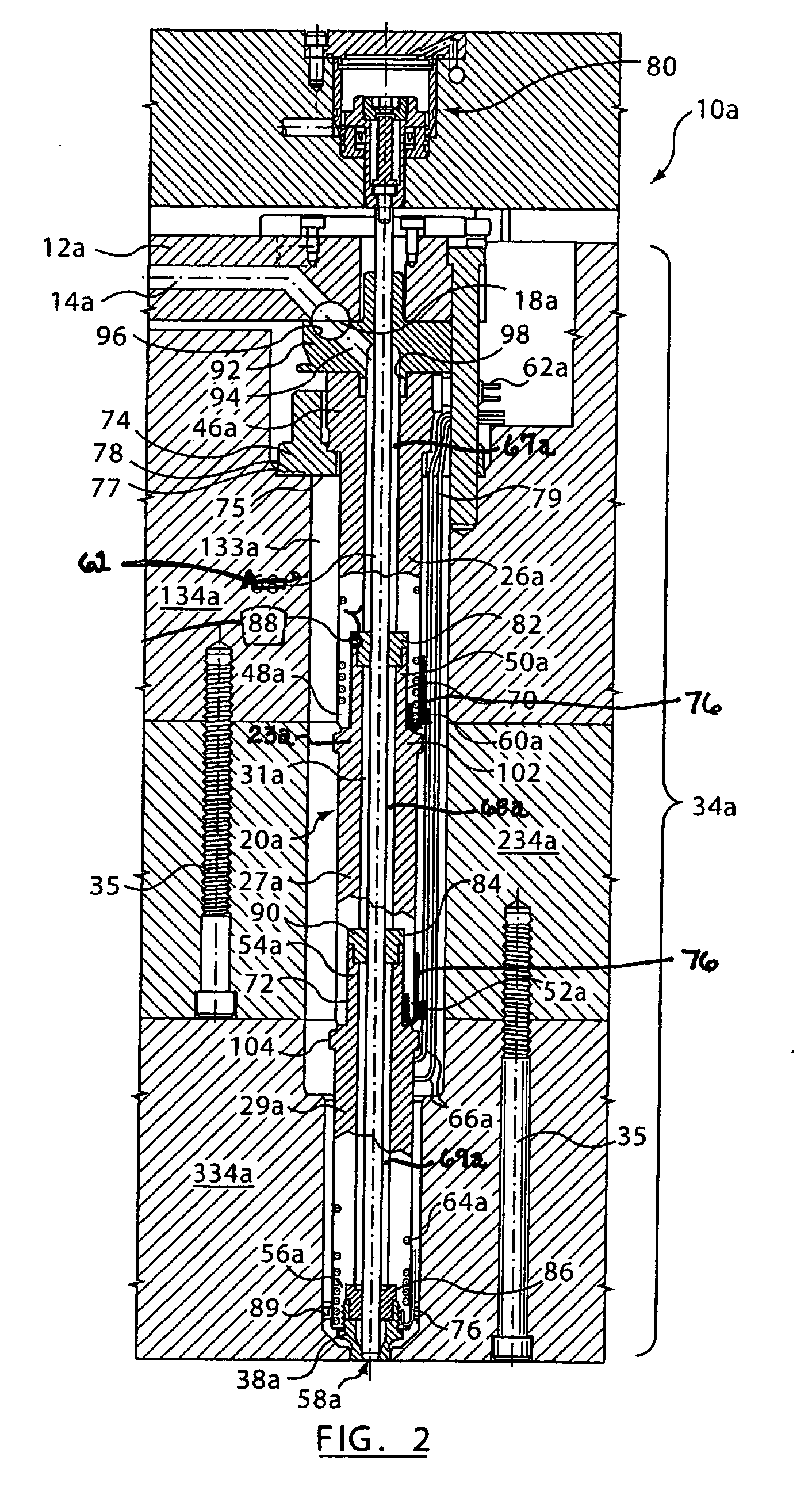 Nozzle having a nozzle body with heated and unheated nozzle body segments