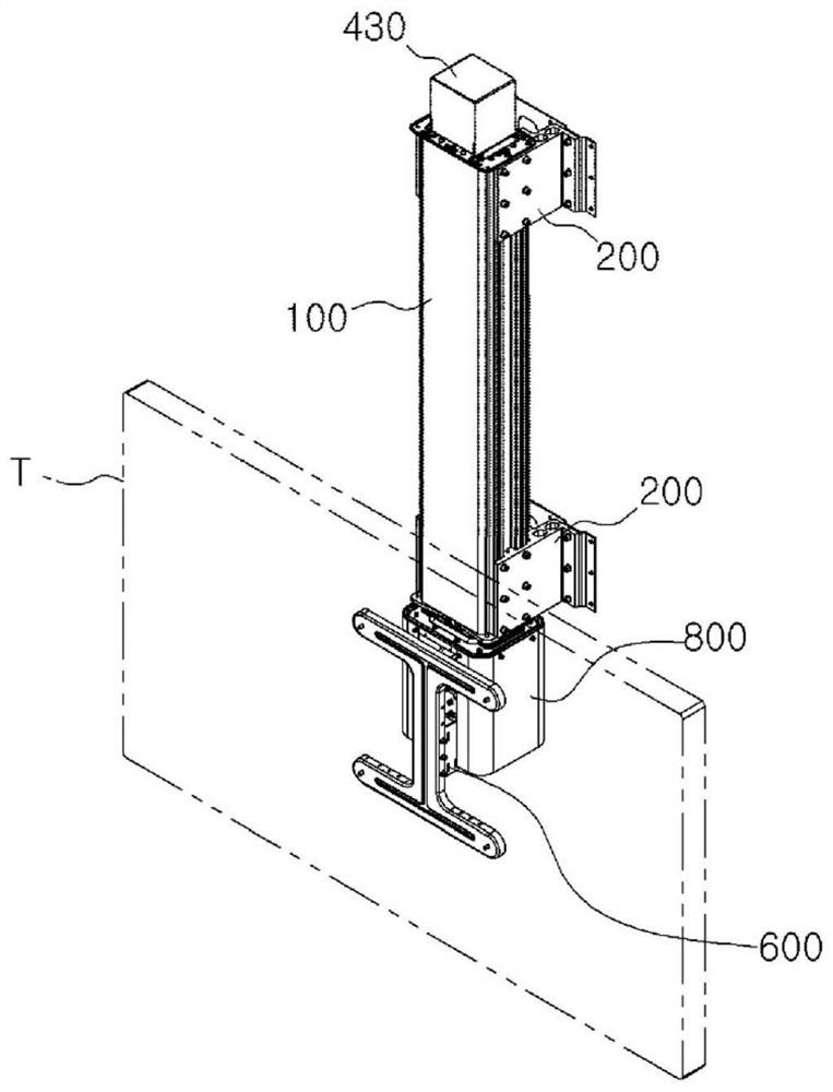 Ceiling-type monitor position adjustment device with gear structure