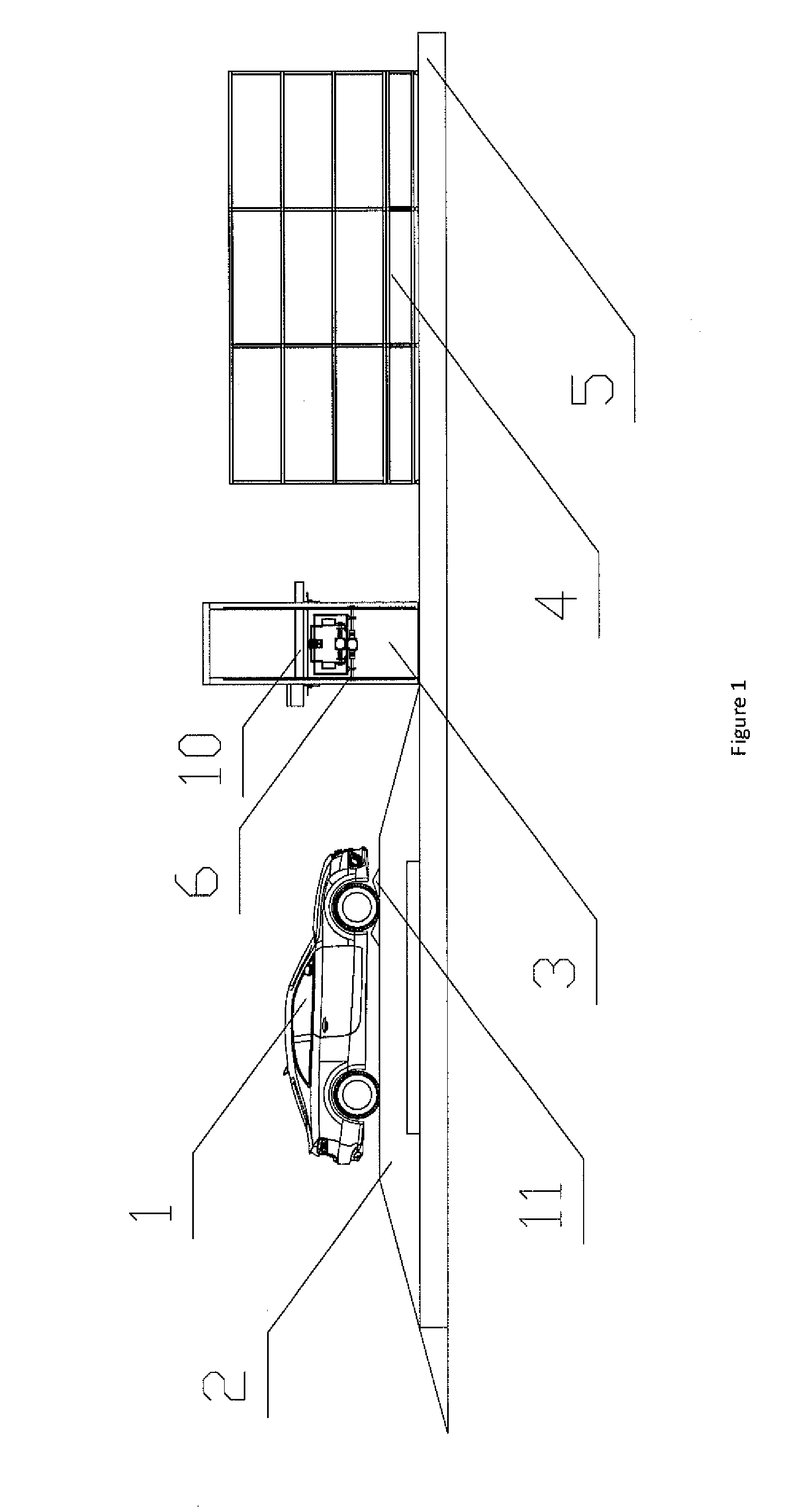 Battery quick-change system for an electric passenger car chassis having a cartesian coordinate robot