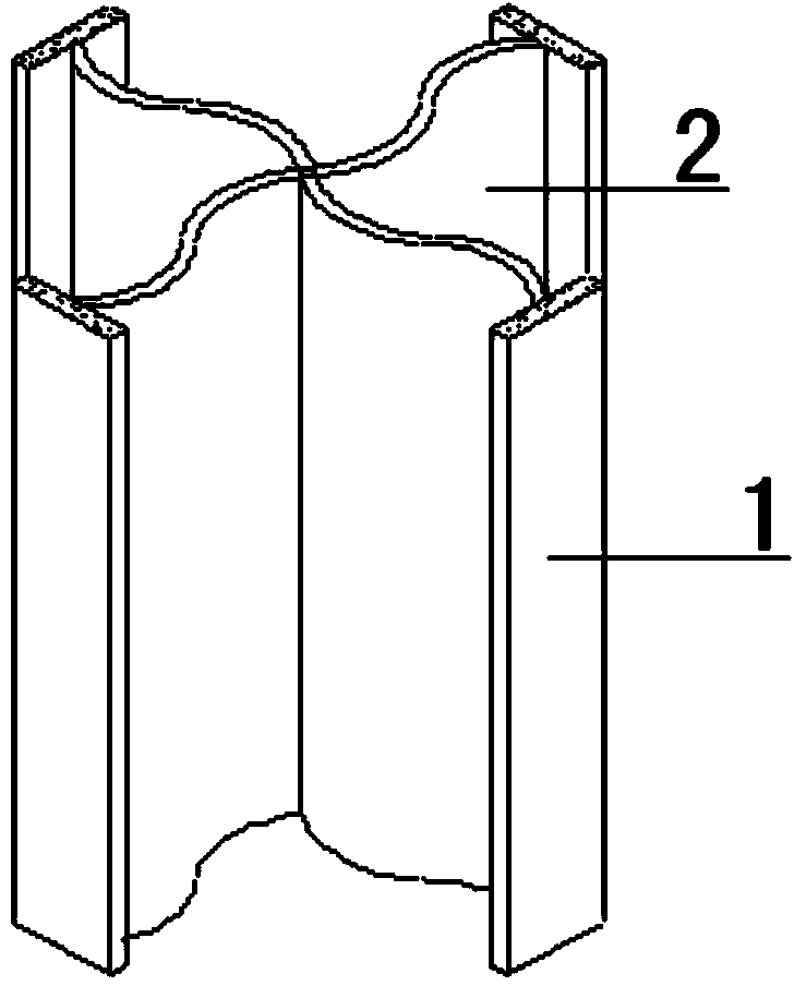 Cross-shaped section column of corrugated steel web-concrete filled steel tube flange combination