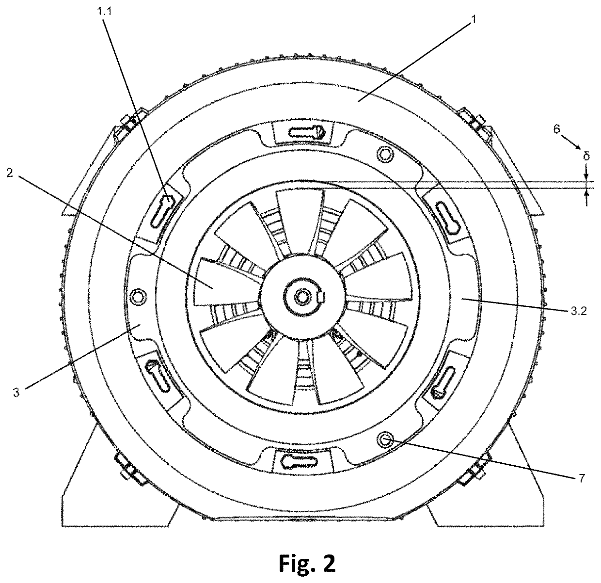 System for fixing the inner air deflector on deflective cover for rotating electrical machine
