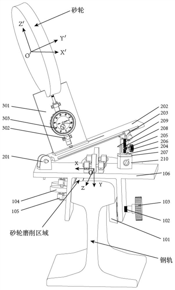 Tool setting method for steel rail profile vertical inclined grinding wheel