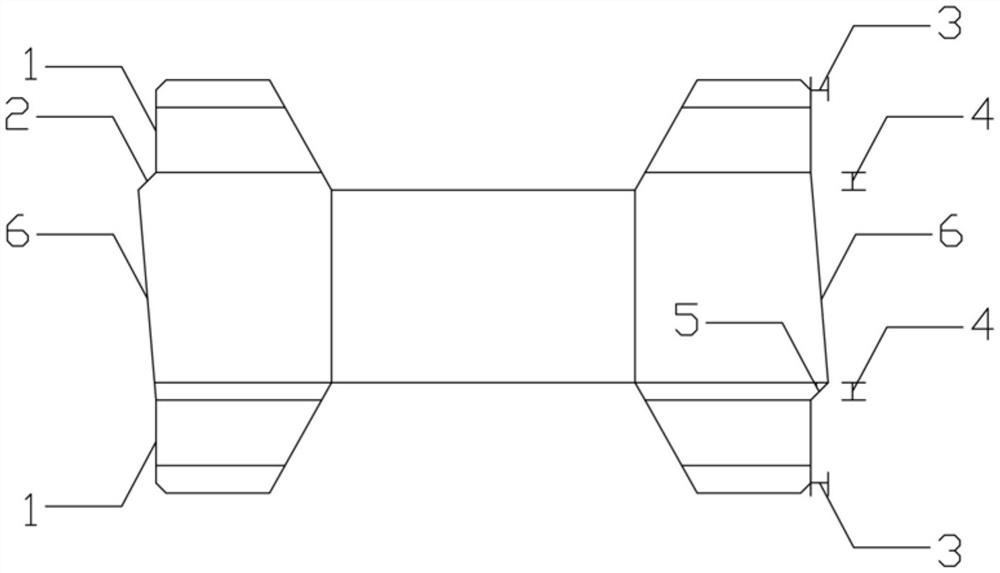 Four-foot hollow square block with inclined side walls and construction method thereof