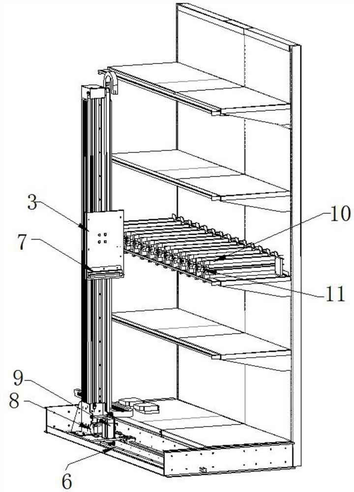 Modularized expansion type intelligent goods taking transmission device based on traditional retail goods shelf