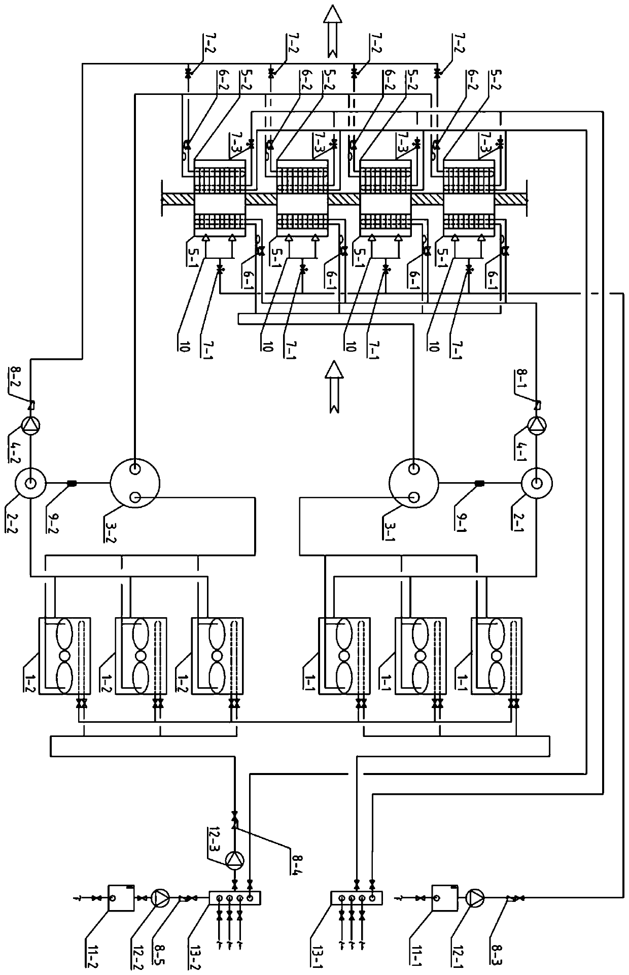 Mining parallel compression-condensation type ventilation air methane heat pump heat supply system
