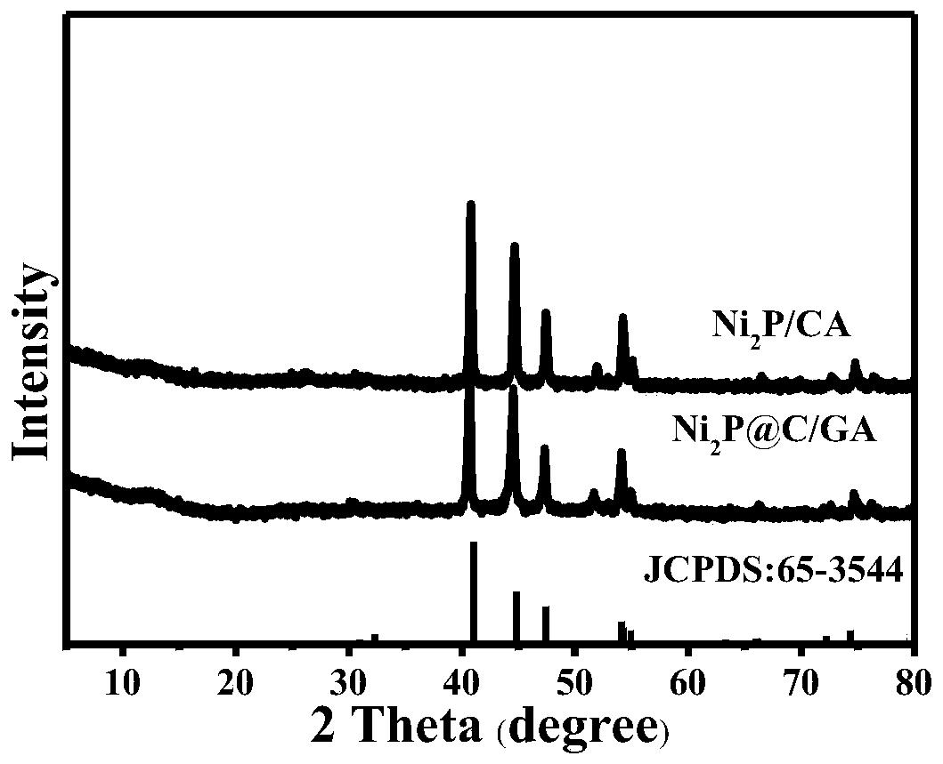 ni  <sub>2</sub> p@c/graphene airgel hydrogen evolution composite material and preparation method