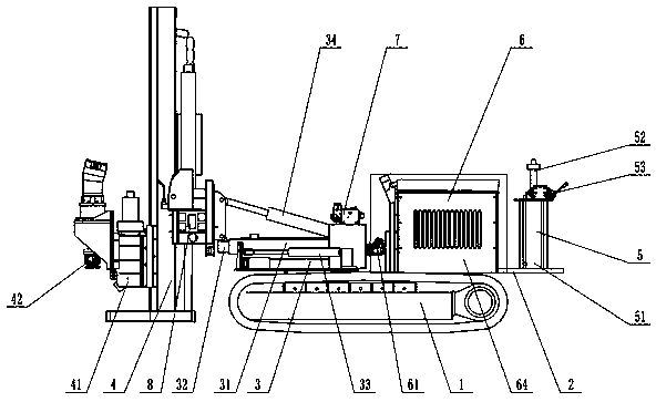 Caterpillar-type direct-pushing drilling machine and static sounding all-in-one machine