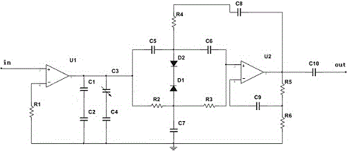A second-order active filter circuit