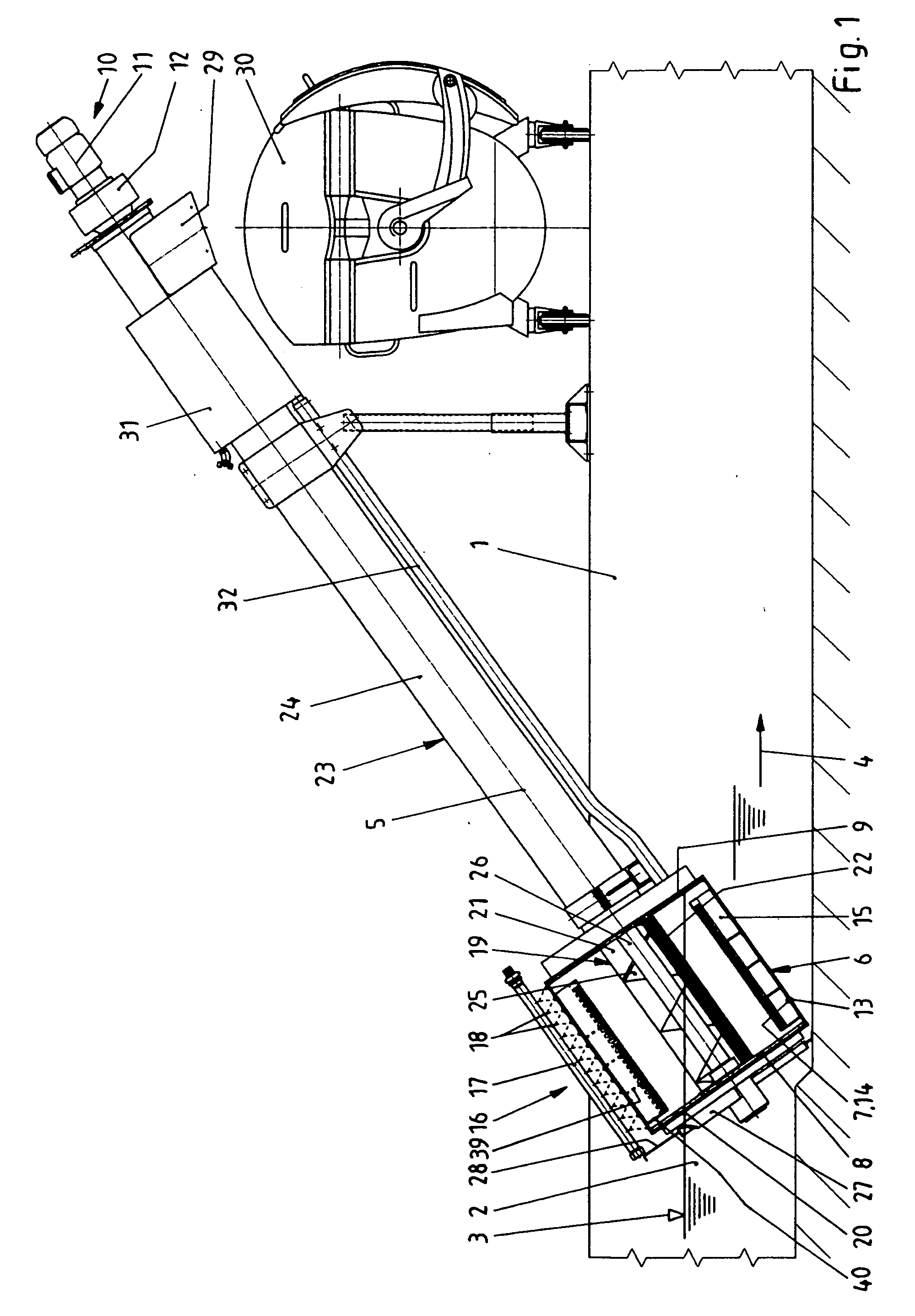 Apparatus for removing material from a liquid flowing through a channel