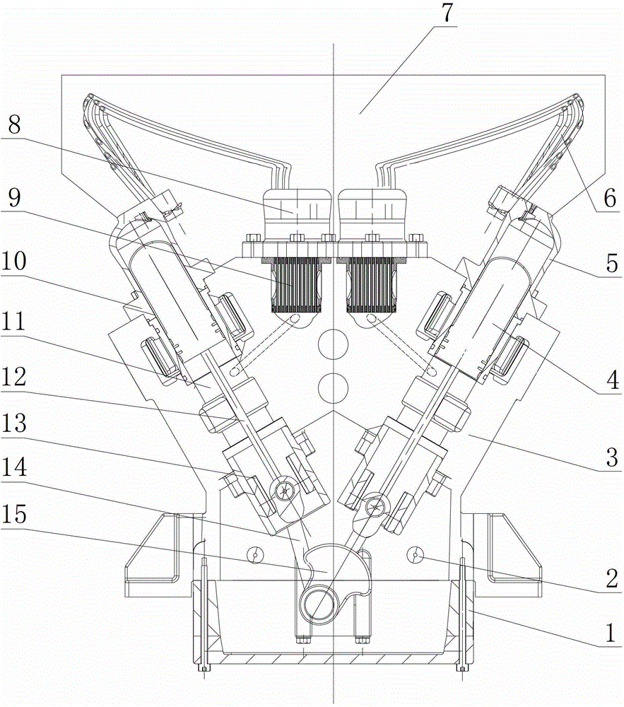V-shaped arranged double-acting type Stirling engine