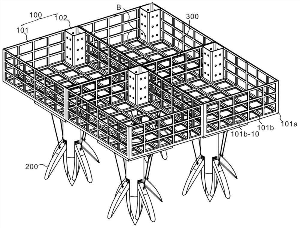 A modular placement device for submerged plant turf