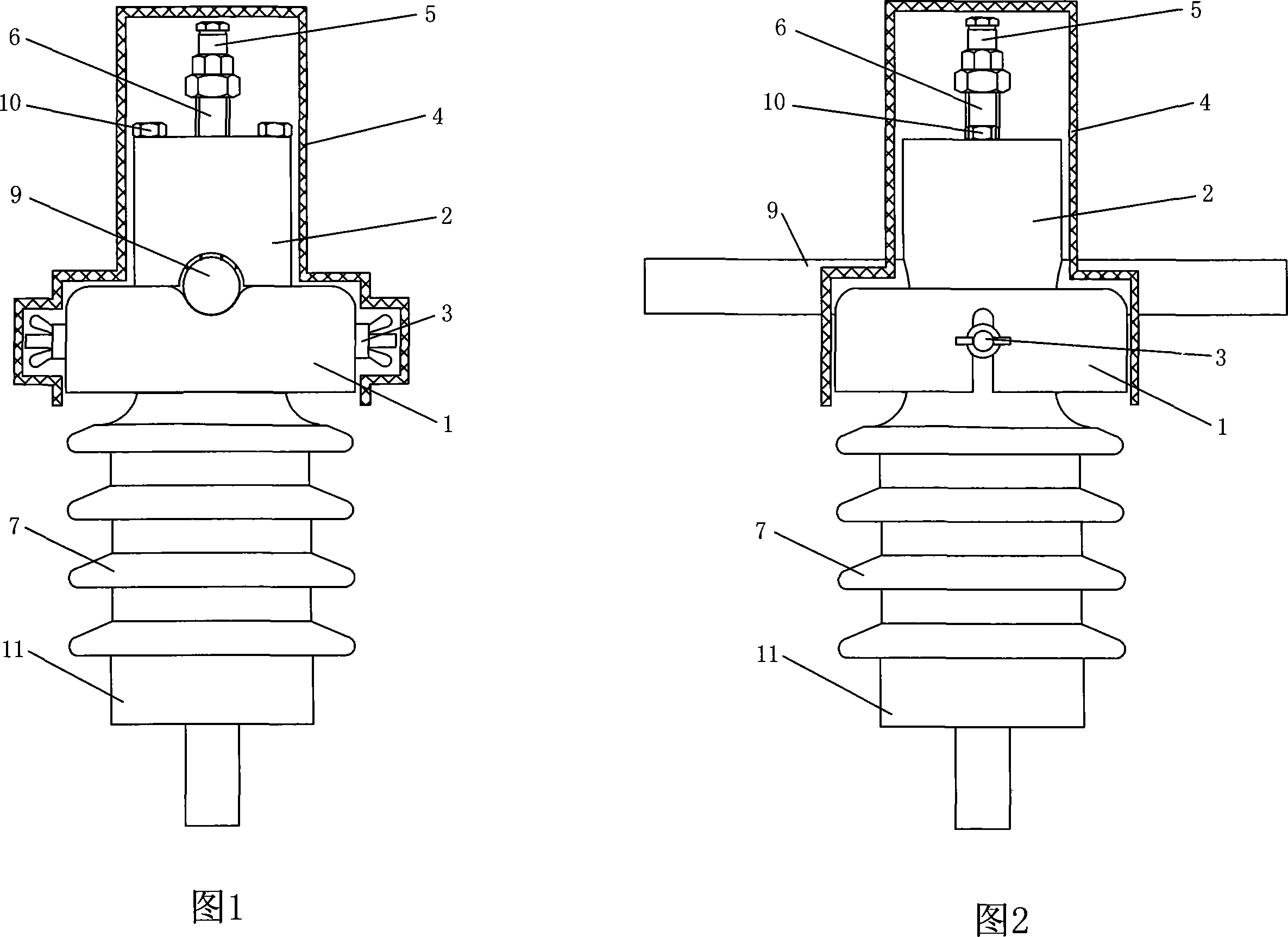 Penetration type lightning protection metal fittings for preventing breaking of suspended insulated guide wire by lighting strike