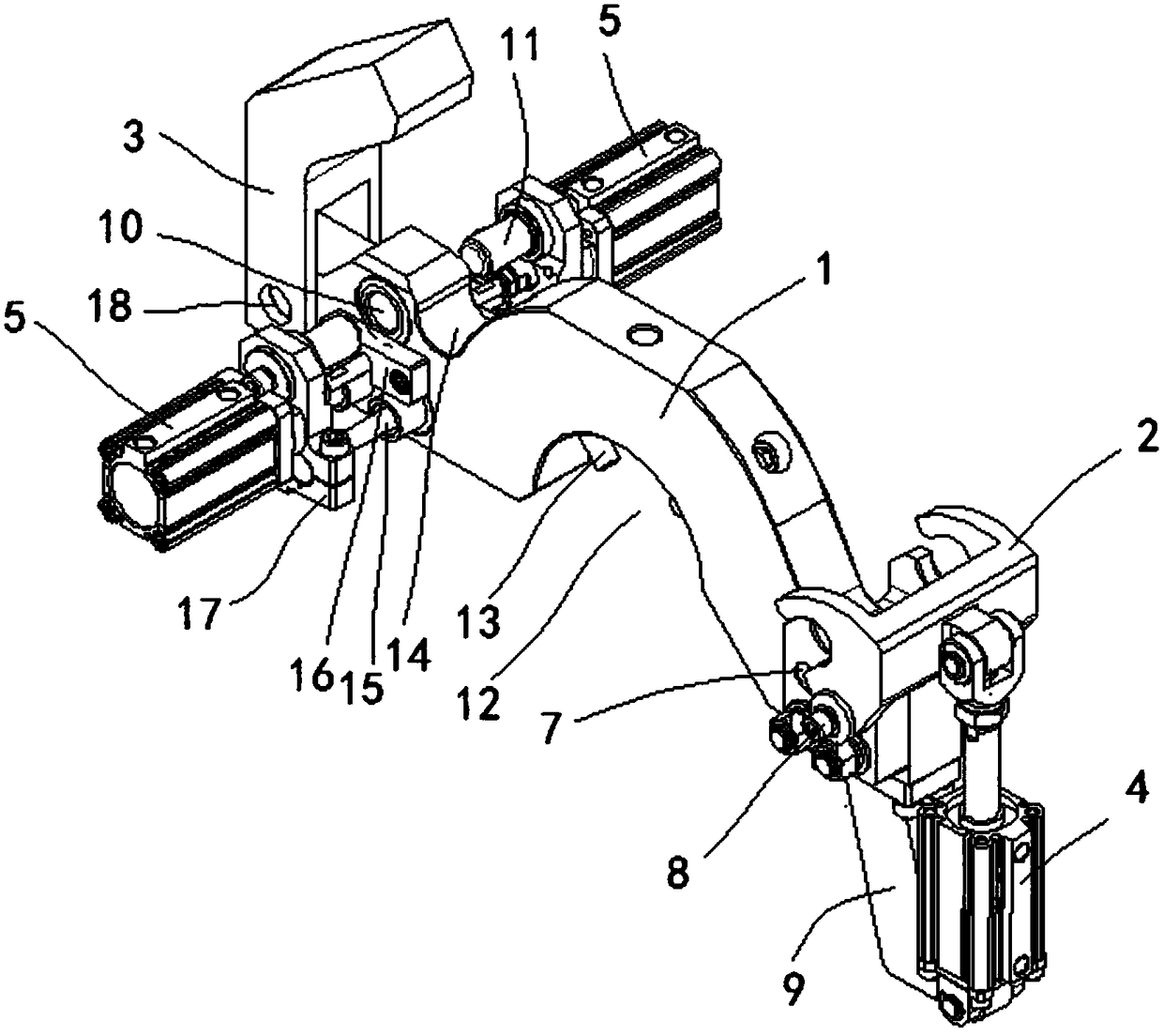 A brake shoe clamping mechanism applied to a brake shoe riveting press