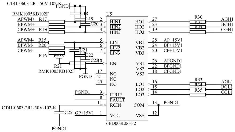 Parallel SiC-MoS drive circuit of servo system
