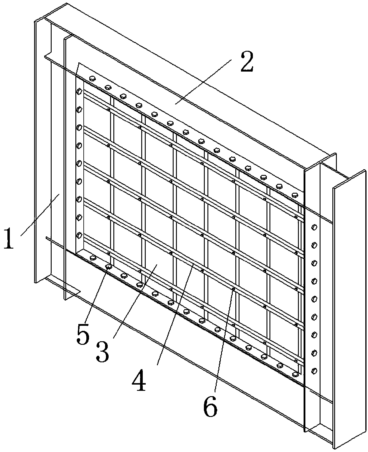 Easy-to-install double-layered steel plate shear wall structure with dense rib stiffening