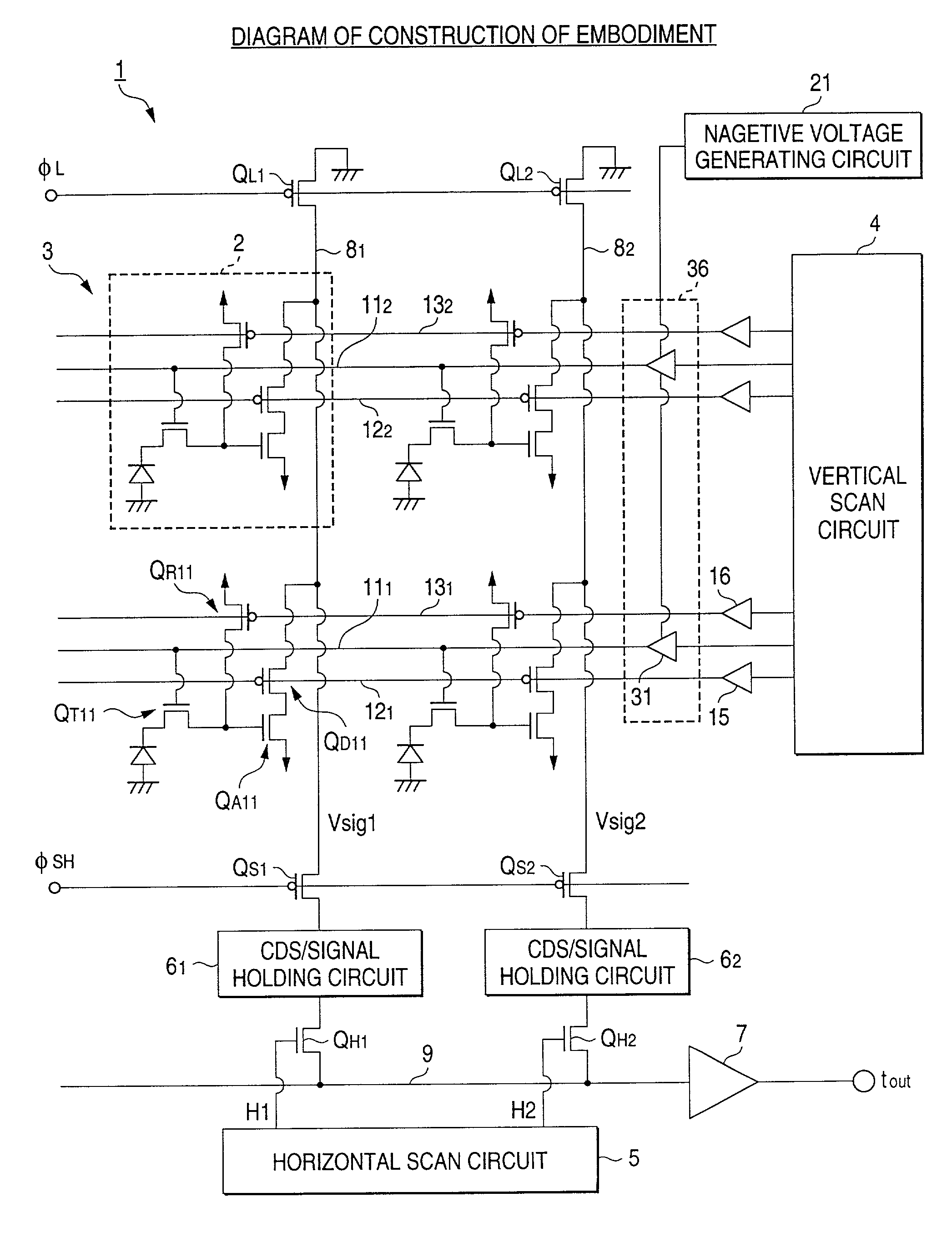 MOS type solid-state image pickup device and driving method comprised of a photodiode a detection portion and a transfer transistor