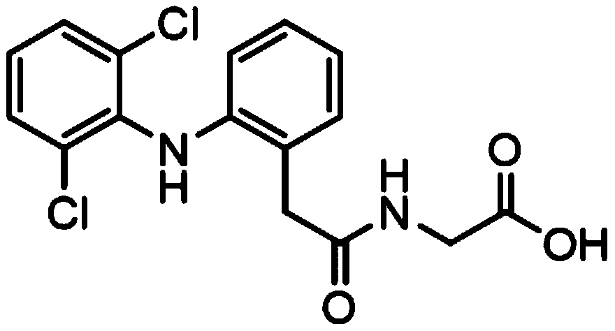 Diclofenac-glycine-resveratrol conjugate, preparation method and application