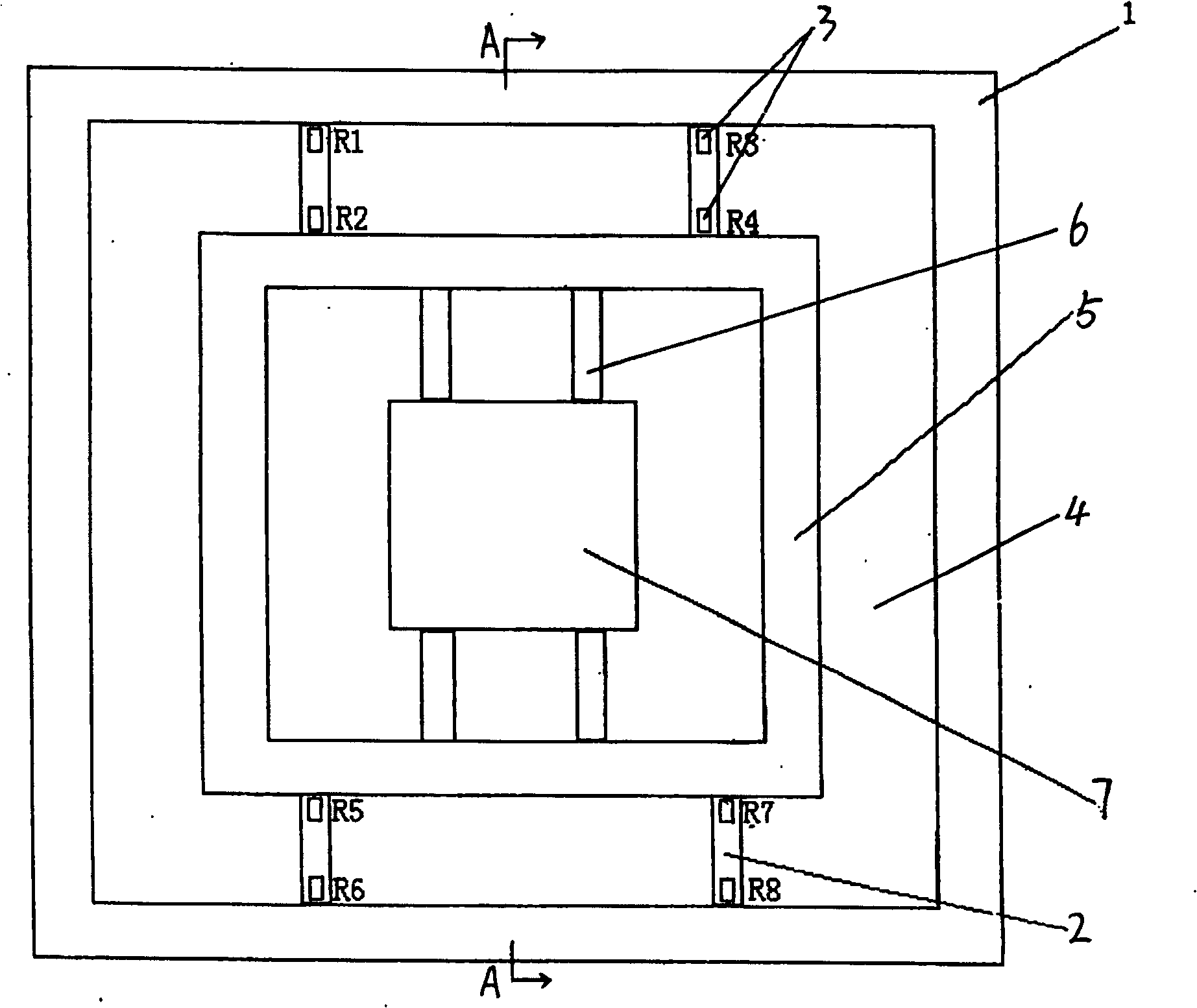 Composite beam piezoresistive accelerometer