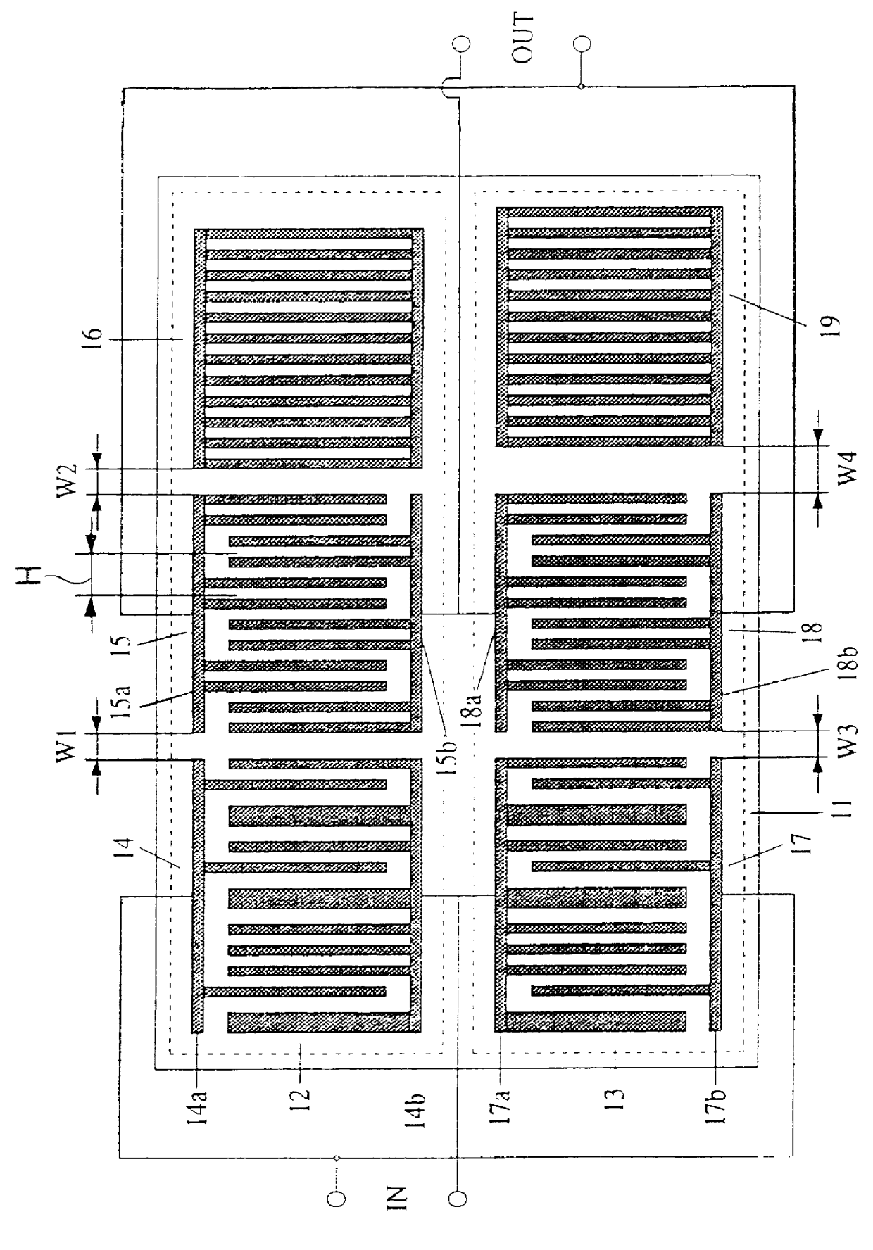 Surface acoustic wave filter with first and second filter tracks and balanced or unbalanced terminals